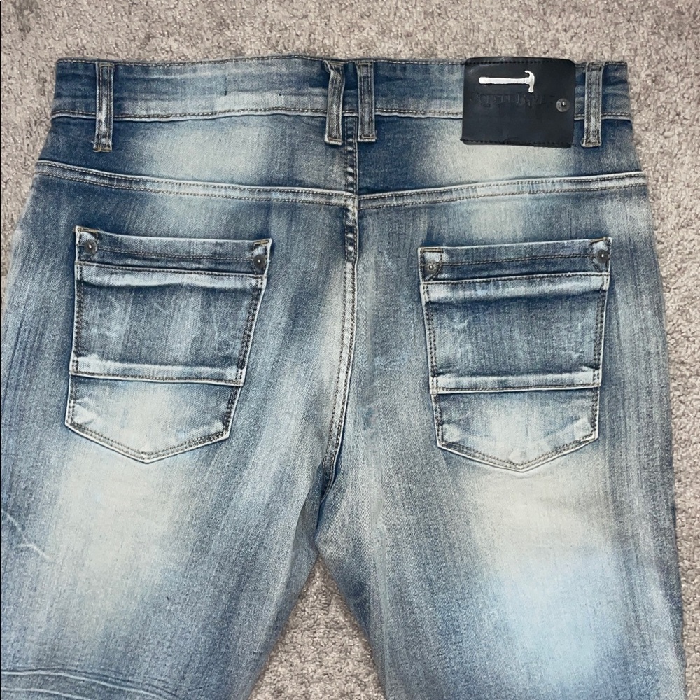 Men's Distressed Blue Jeans - Picture 4 of 5